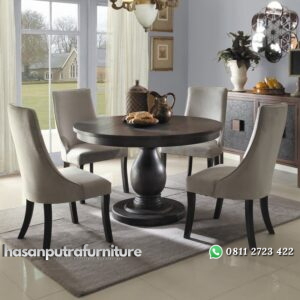 Set Meja Makan Bundar Modern Rio Hasan Putra Furniture Jepara - Indonesia Furniture