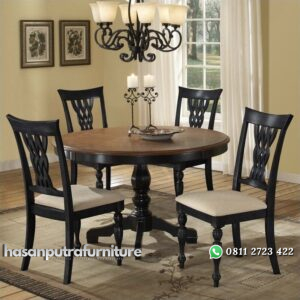 Set Meja Makan Bundar JH-ID 015 Hasan Putra Furniture Jepara - Indonesia Furniture