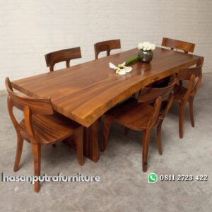 Set Meja Makan Kayu Trembesi Solid Hasan Putra Furniture Jepara - Indonesia Furniture