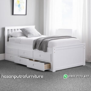 Tempat Tidur Anak Putih Ony Model Minimalis Terbaru Hasan Putra Furniture Jepara - Indonesia Furniture