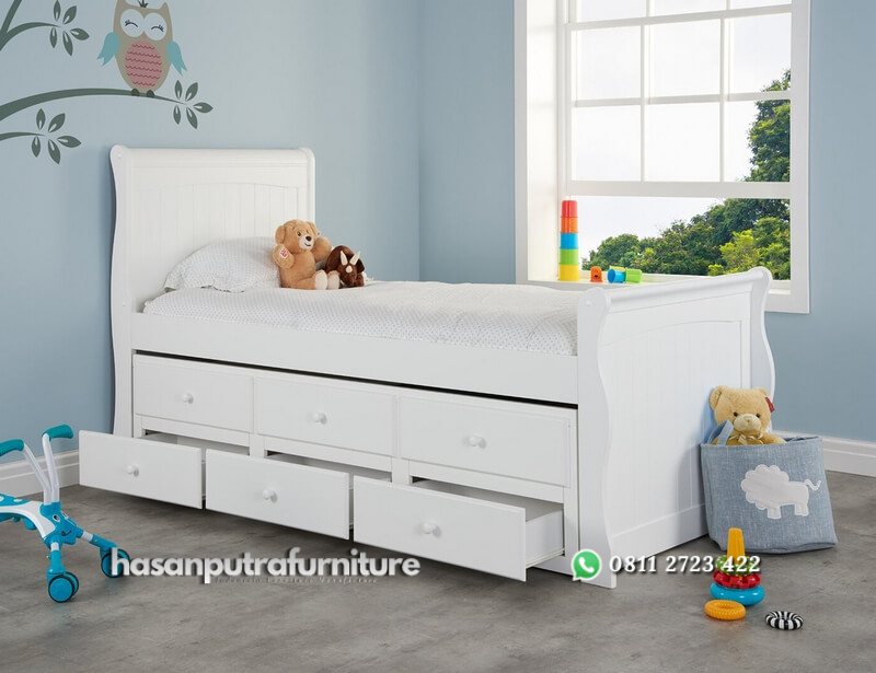 Tempat Tidur Anak Sorong 3 Laci Minimalis Putih Hasan Putra Furniture Jepara - Indonesia Furniture 3 Tempat Tidur Anak Sorong 3 Laci Minimalis Putih Hasan Putra Furniture Jepara - Indonesia Furniture - Gambar 3