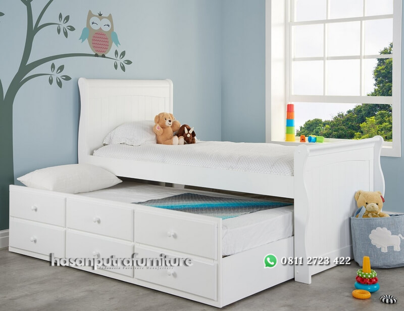 Tempat Tidur Anak Sorong 3 Laci Minimalis Putih Hasan Putra Furniture Jepara - Indonesia Furniture 4 Tempat Tidur Anak Sorong 3 Laci Minimalis Putih Hasan Putra Furniture Jepara - Indonesia Furniture - Gambar 4