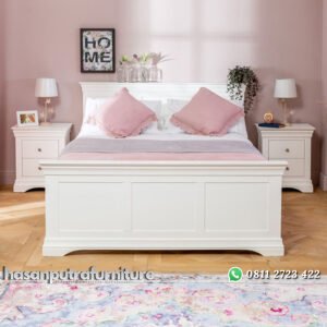 Tempat Tidur Duco Putih Gaya Minimalis Terbaru Hasan Putra Furniture Jepara - Indonesia Furniture