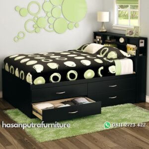 Tempat Tidur Minimalis Kayu Jati Black Hasan Putra Furniture Jepara - Indonesia Furniture