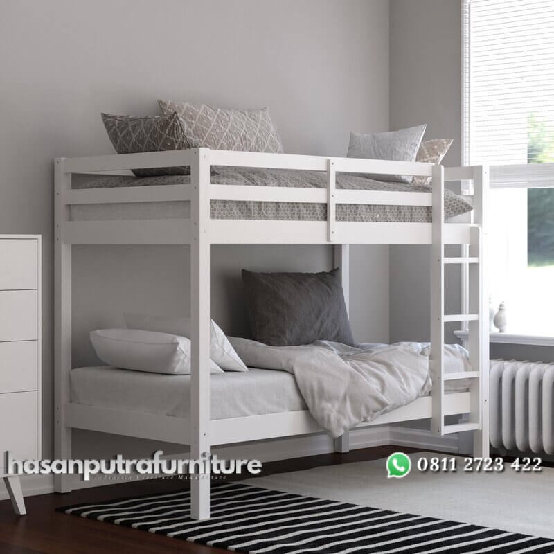 Tempat Tidur Tingkat Anak Warna Putih Minimalis Hasan Putra Furniture Jepara - Indonesia Furniture 1 Tempat Tidur Tingkat Anak Warna Putih Minimalis Hasan Putra Furniture Jepara - Indonesia Furniture